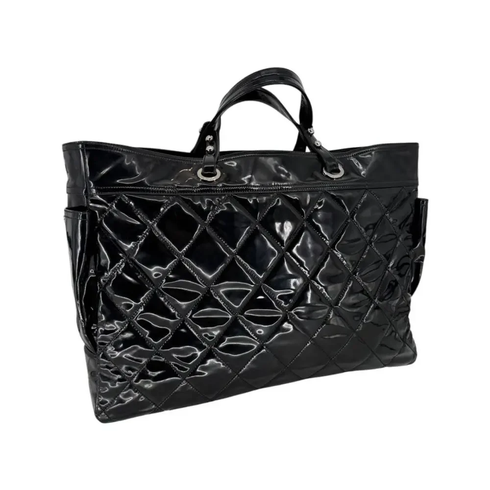 Chanel Paris-Biarritz XL Tote in Black Patent Vinyl
